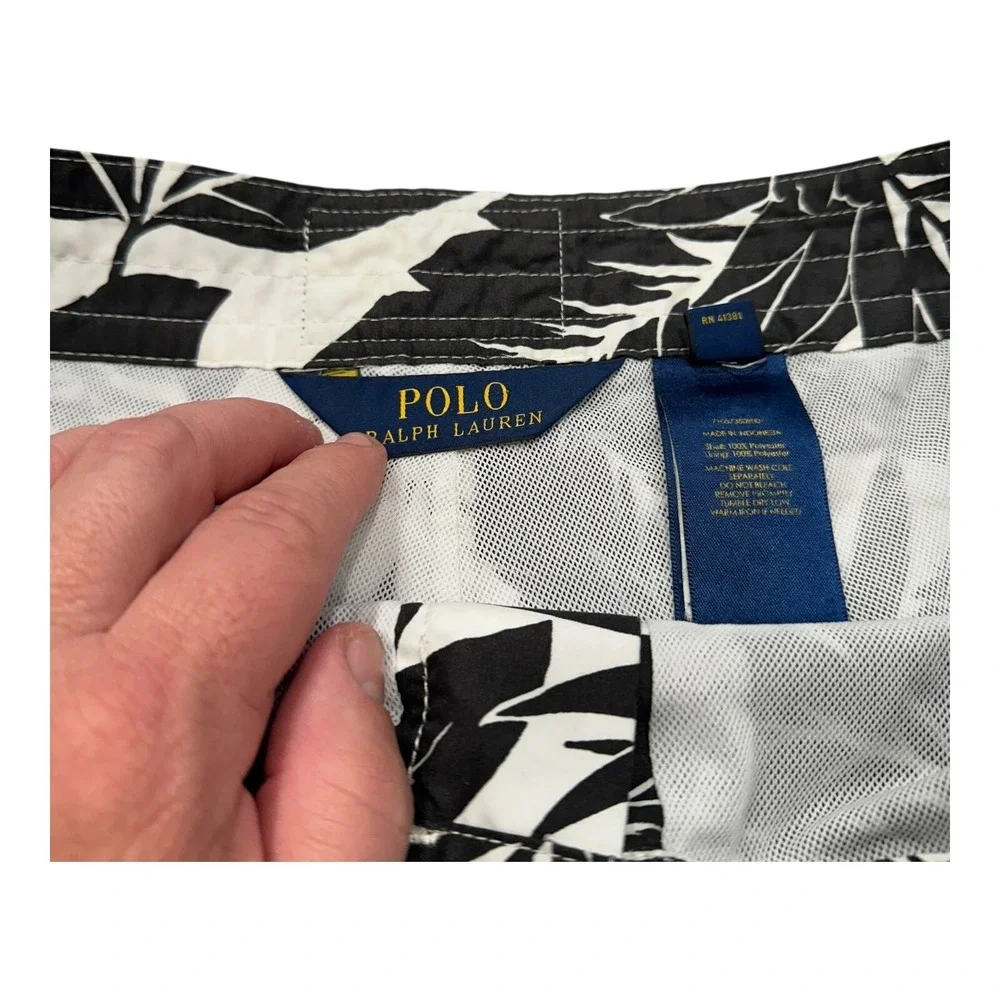 Polo Ralph Lauren Men's‎ 38 Traveler Polo Bear Swim Trunks White Swimming Shorts